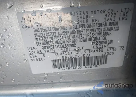 2013 Nissan Sentra Sv из США, поврежденный, VIN 3N1AB7AP0DL680982